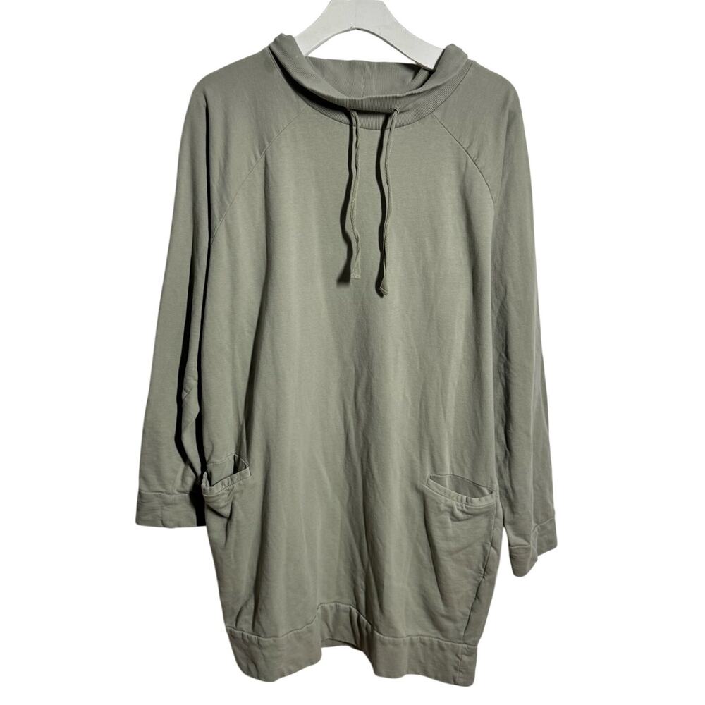 WVN for you Knit Sweatshirt Tunic Dress Women L Green Organic Cotton Athleisure